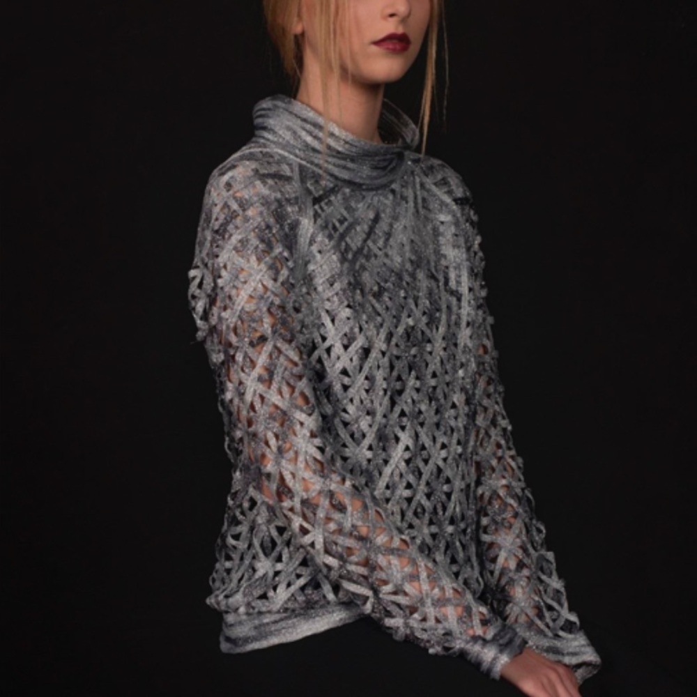 Pe De Chumbo Handmade Open Knit Woven Cocktail Party Top  Gold, Bronze, Black